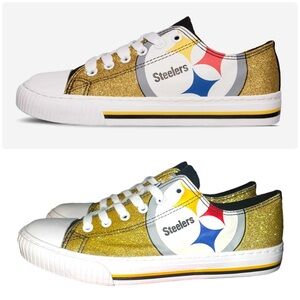 FOCO Women’s Pittsburgh Steelers Womens Glitter Low Top Canvas Shoe | NEW/NIB🏈